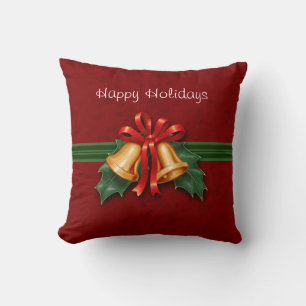 Weihnachtsglocken und Holly Red Kissen