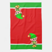 Weihnachtsglocken und Niedlicher Elf auf Grün und Geschirrtuch (Vertikal)
