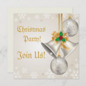 Weihnachtsglocken und Ornamente Party Einladung (Vorne/Hinten)