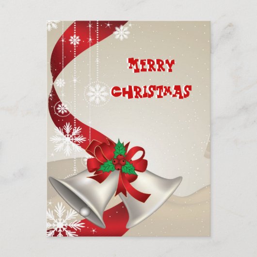 Weihnachtsglocken und Ribbons Postkarte (Vorderseite)