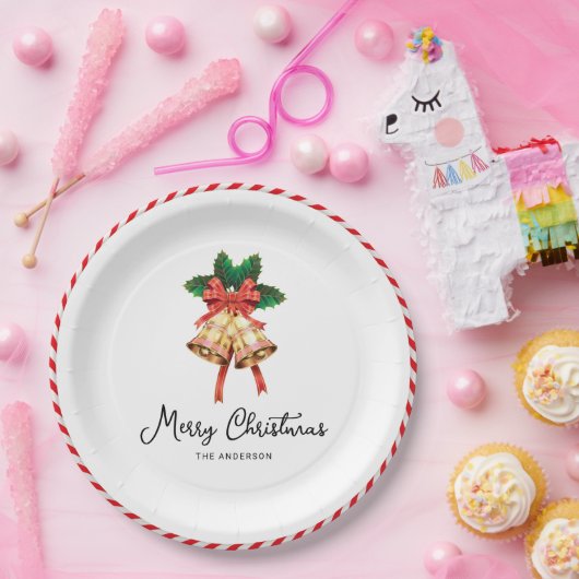 Weihnachtsglocken und Rot-Band-Weihnachtsfeiertag Pappteller (Party)