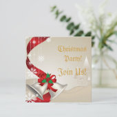 Weihnachtsglocken und Rote Ribbons-Party Einladung (Stehend Vorderseite)