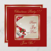 Weihnachtsglocken und Rote Ribbons-Party Einladung (Vorne/Hinten)