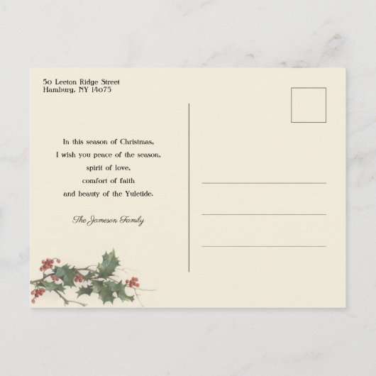 Weihnachtsglocken und Rustikale Kirche im Schnee Postkarte (Rückseite)