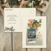 Weihnachtsglocken und Rustikale Kirche im Schnee Postkarte