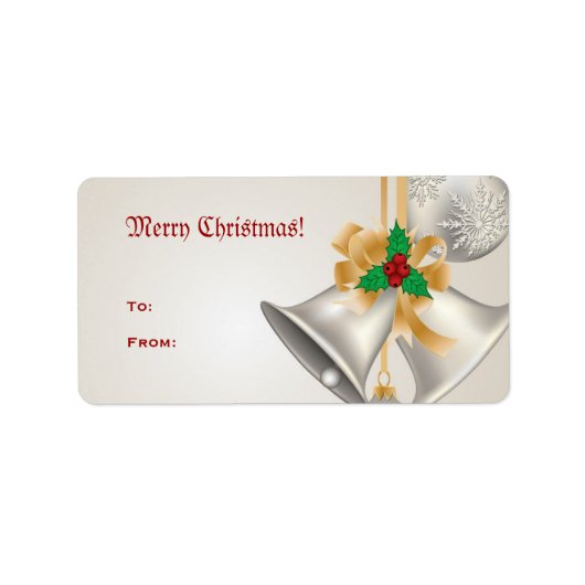 Weihnachtsglocken und -schmuck auf Elfenbeinmarke Adressaufkleber (Vorne)
