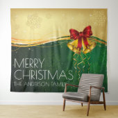 Weihnachtsglocken und Schneeflocken Wandteppich (Beispiel (Horizontal))