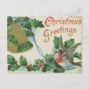 Weihnachtsglocken und Vogel Feiertagspostkarte