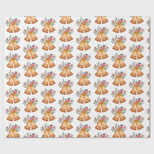 Weihnachtsglocken und Vogel Geschenkpapier (Flach)