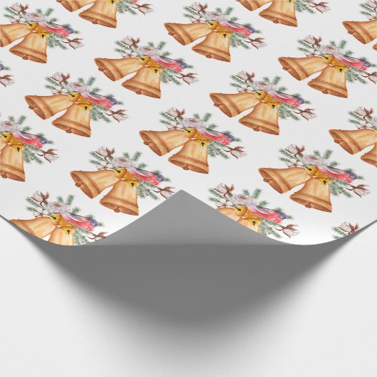 Weihnachtsglocken und Vogel Geschenkpapier (Ecke)