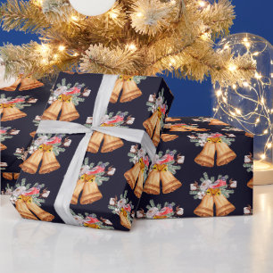 Weihnachtsglocken und Vogelumschlagpapier Geschenkpapier