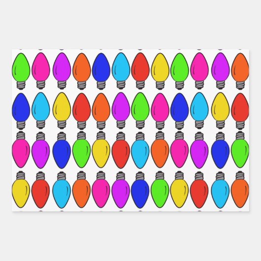 Weihnachtsglühbirnen Muster Wrapping Paper Sheets Geschenkpapier Set (Vorderseite)