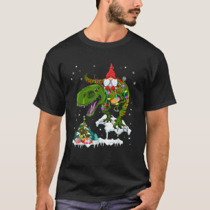 Weihnachtsgnom auf T-Rex-Rentier-Reiter Weihnachts T-Shirt