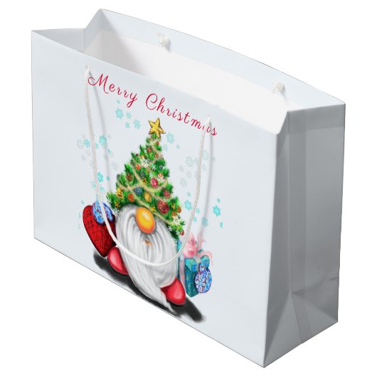 Weihnachtsgnom-Geschenktasche Große Geschenktüte (Rückseite Schrägansicht)