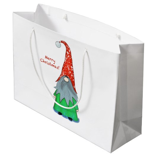 Weihnachtsgnom-Geschenktasche Große Geschenktüte (Rückseite Schrägansicht)