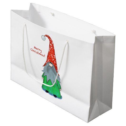Weihnachtsgnom-Geschenktasche Große Geschenktüte (Vorderseite Schrägansicht)