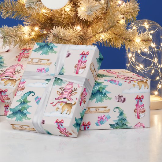 Weihnachtsgnom Hirsch Geschenkpapier (Feiertage)