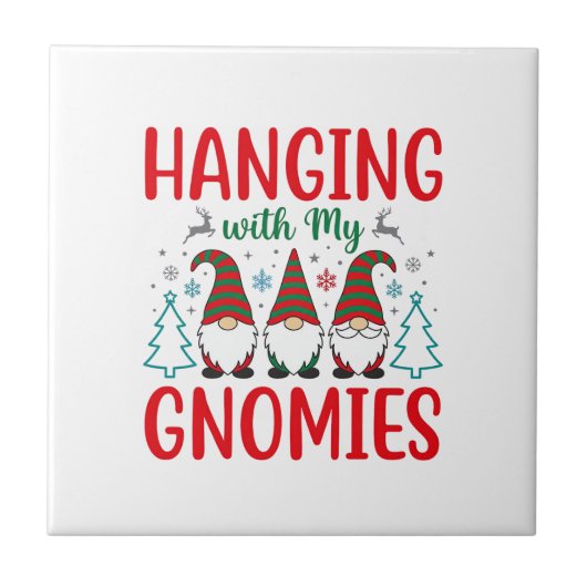 Weihnachtsgnom mit meinen Gnomies Fliese (Vorderseite)