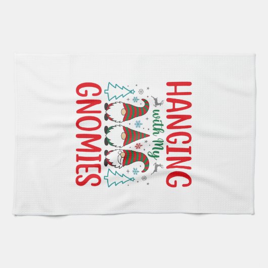 Weihnachtsgnom mit meinen Gnomies Geschirrtuch (Horizontal)