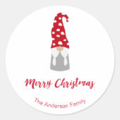 Weihnachtsgnom, rot, Familienname niedlich Runder Aufkleber (Vorderseite)