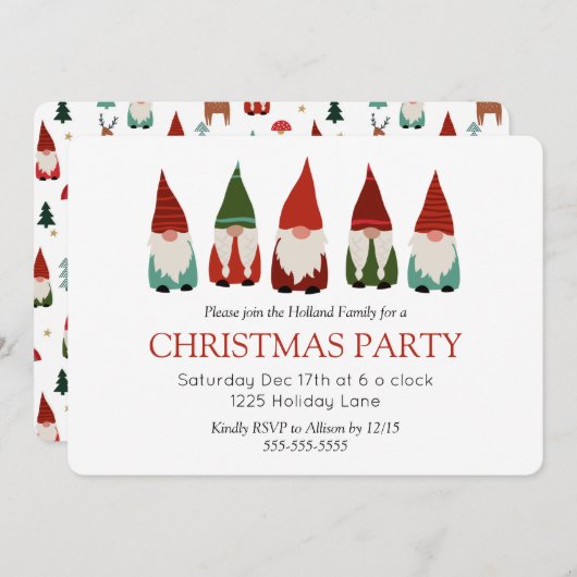 Weihnachtsgnoma Einladung (Vorne/Hinten)