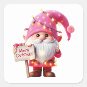 Weihnachtsgnome-Aufkleber Quadratischer Aufkleber