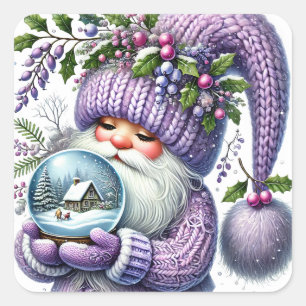 Weihnachtsgnome-Aufkleber Quadratischer Aufkleber