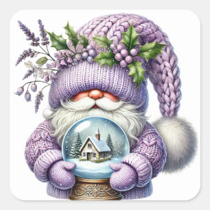 Weihnachtsgnome-Aufkleber Quadratischer Aufkleber