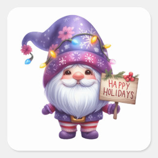 Weihnachtsgnome-Aufkleber Quadratischer Aufkleber