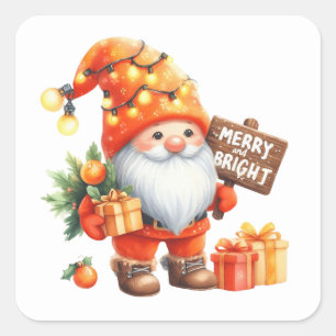 Weihnachtsgnome-Aufkleber Quadratischer Aufkleber