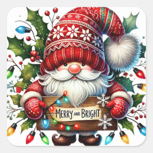 Weihnachtsgnome-Aufkleber Quadratischer Aufkleber
