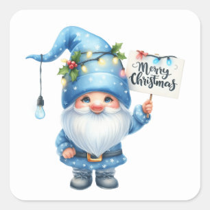 Weihnachtsgnome-Aufkleber Quadratischer Aufkleber