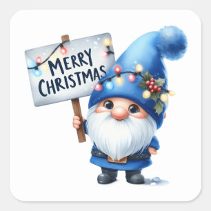 Weihnachtsgnome-Aufkleber Quadratischer Aufkleber
