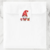 Weihnachtsgnome-Aufkleber Quadratischer Aufkleber (Tasche)