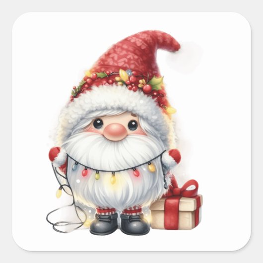 Weihnachtsgnome-Aufkleber Quadratischer Aufkleber (Vorderseite)