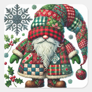 Weihnachtsgnome-Aufkleber Quadratischer Aufkleber