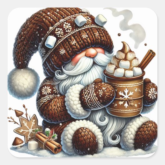 Weihnachtsgnome-Aufkleber Quadratischer Aufkleber (Vorderseite)