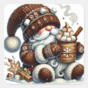 Weihnachtsgnome-Aufkleber Quadratischer Aufkleber