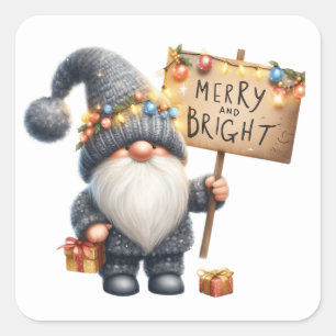 Weihnachtsgnome-Aufkleber Quadratischer Aufkleber