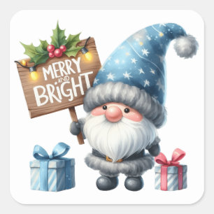 Weihnachtsgnome-Aufkleber Quadratischer Aufkleber