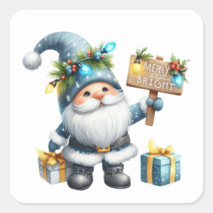 Weihnachtsgnome-Aufkleber Quadratischer Aufkleber
