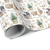 Weihnachtsgnome Bauernhof Zuhause scandi Geschenkpapier (Rolleneckpunkt)
