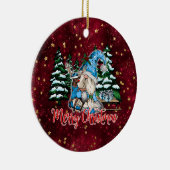 Weihnachtsgnome Burgundy Rote Stars Keramik Ornament (Rechts)