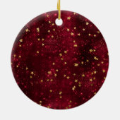 Weihnachtsgnome Burgundy Rote Stars Keramik Ornament (Hinten)