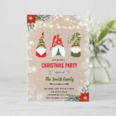 Weihnachtsgnome-Einladung Einladung (Stehend Vorderseite)