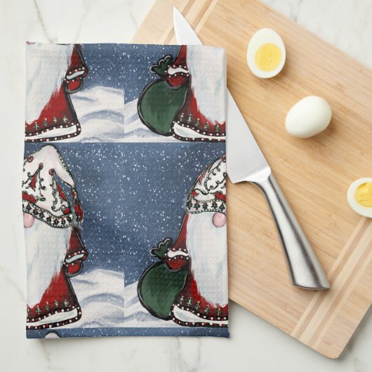 WeihnachtsGNOME Geschirrtuch (Viertel Falte)