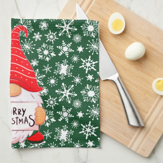 Weihnachtsgnome Geschirrtuch (Viertel Falte)