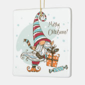 Weihnachtsgnome Keramikornament (Links)
