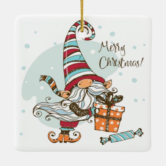Weihnachtsgnome Keramikornament (Rückseite)