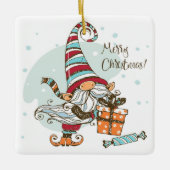 Weihnachtsgnome Keramikornament (Vorderseite)